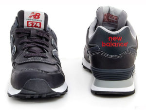 Кроссовки New Balance 574 мужские черные с темно-синим - фото спереди и сзади