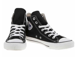 Высокие кеды Converse Chuck Taylor All Star черные с белым - фото спереди