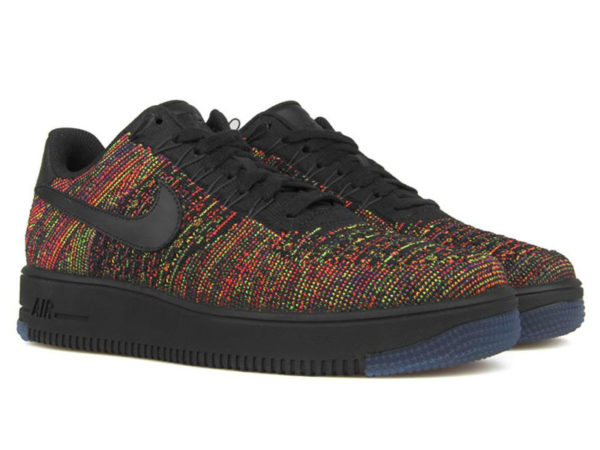 Nike Air Force 1 Flyknit Low черные с разноцветным узором (40-45)