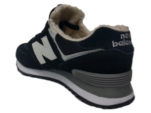 Зимние New Balance 574 черные с белым - фото сзади