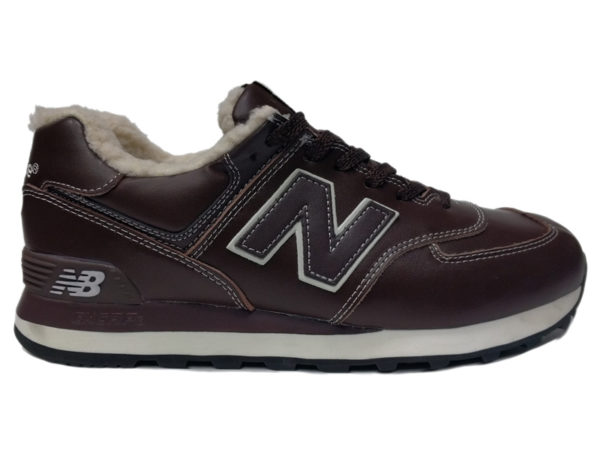 New Balance 574 на меху коричневые с белым (35-46)