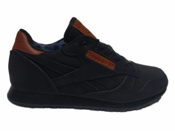 Reebok Classic на меху черные с коричневым (40-46)