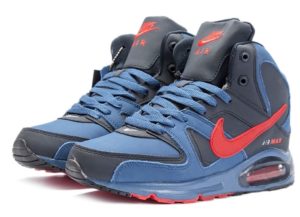 Зимние Nike Air Max Skyline High с мехом синие 40-45