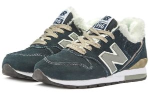 Зимние NEW BALANCE 574 с мехом замша синие с серым (35-39)