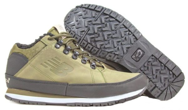 Кроссовки New Balance 754 с мехом кожаные зеленые 40-44