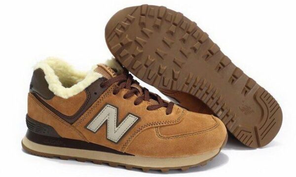 Зимние NEW BALANCE 574 с мехом замша Brown (36-40)