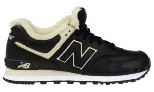 Зимние NEW BALANCE 574 с мехом кожа Black (36-44)