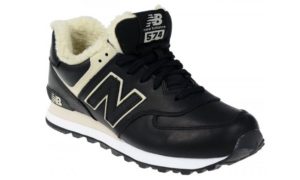 Зимние NEW BALANCE 574 с мехом кожа Black (36-44)