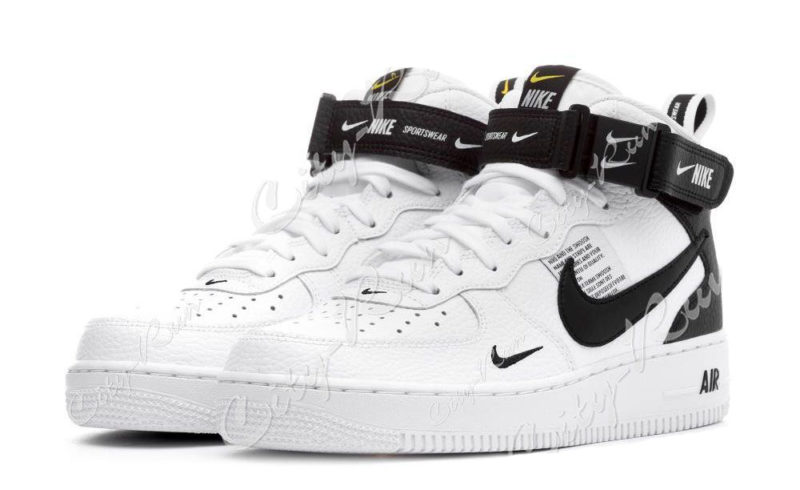 Nike Air Force 1 Mid 07 LV8 Utility белые с черным (35-44)