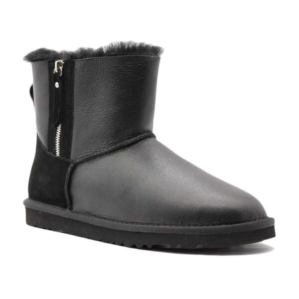 Зимние Ботинки UGG Bailey Mini Double zip с мехом черные (35-40)