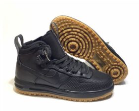 Зимние Nike Air Force 1 Lunar Duckboot с мехом черные (40-44)