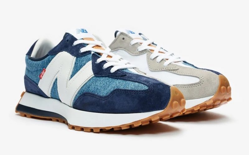 New Balance 327 Levi’s синие с серым замшевые мужские-женские (35-44)