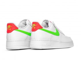 Nike Air Force 1 ’07 Laser Crimson Green Strike белые с зеленым кожаные женские (35-39)