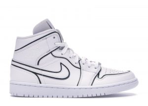 Nike Air Jordan 1 Mid Iridescent Reflective White белые кожаные женские (35-39)