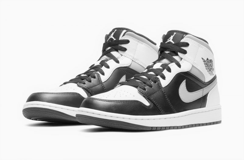 Nike Air Jordan 1 Retro Mid Shadow черно-белые с серым кожаные мужские-женские (35-44)