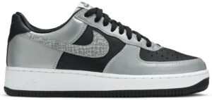 Nike Air Force 1 Low Silver Snake серебряные с черным кожа-нубук мужские (40-45)