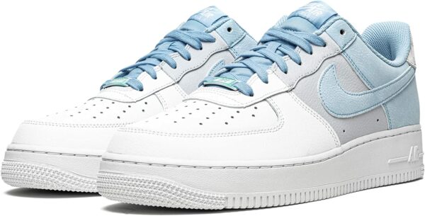 Nike Air Force 1 07 белые с серым и голубым кожаные женские (35-39)