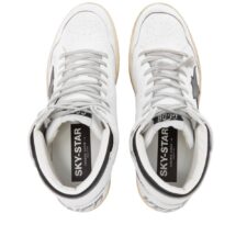 Зимние Golden Goose Sky Star с мехом белые с черным кожаные женские (35-39)